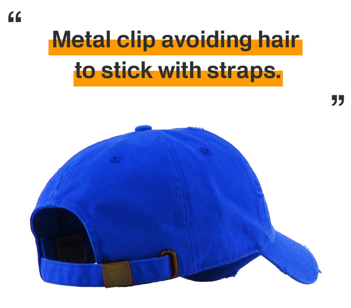Royal Blue Distressed Vintage Baseball Cap Back Side View